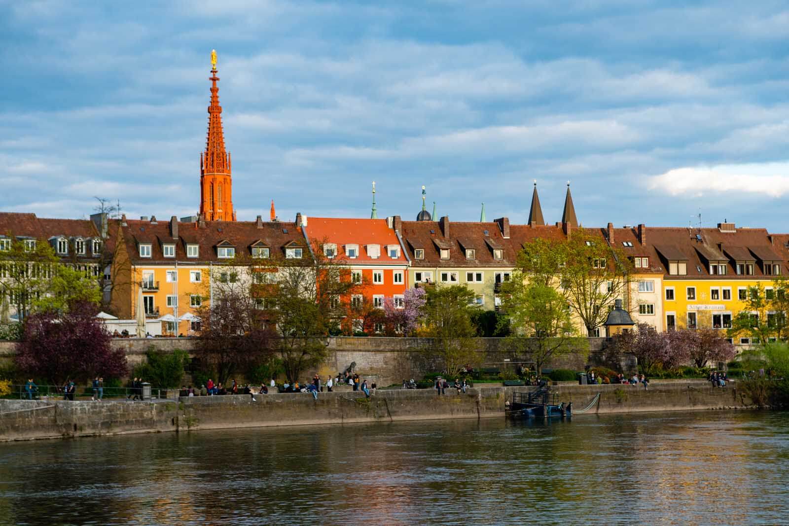 beautiful colorful homes along the river in Würzburg Germany