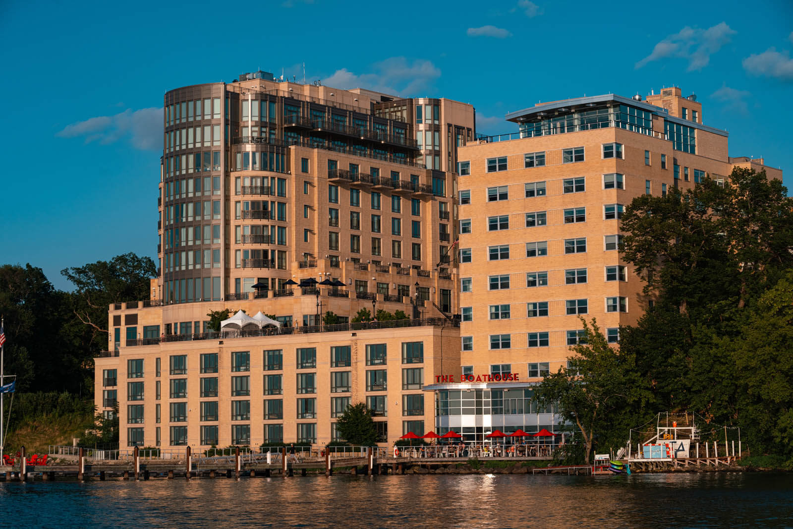 View of the Edgewater Hotel from Lake Mendota in Madison Wisconsin