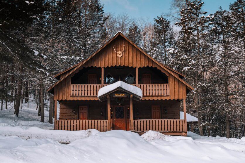 Walden Lodge at Urban Cowboy Catskills in winter in New York