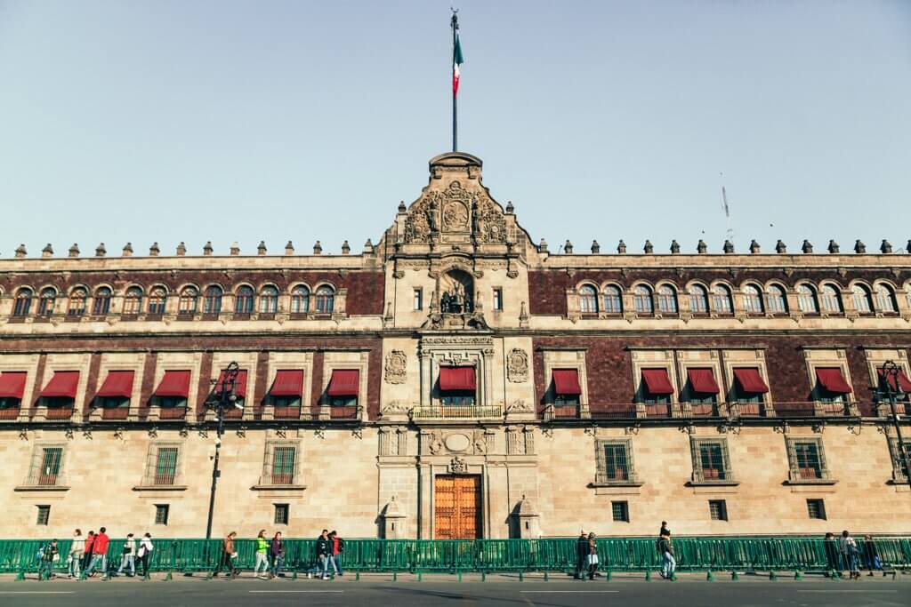 Zocalo and National Palace in the historical center of Mexico City