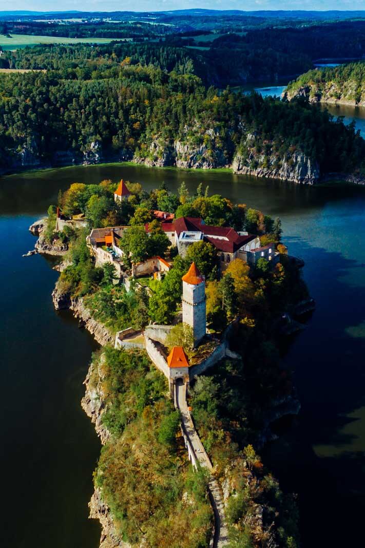 Aerial shot of Zvikov Castle