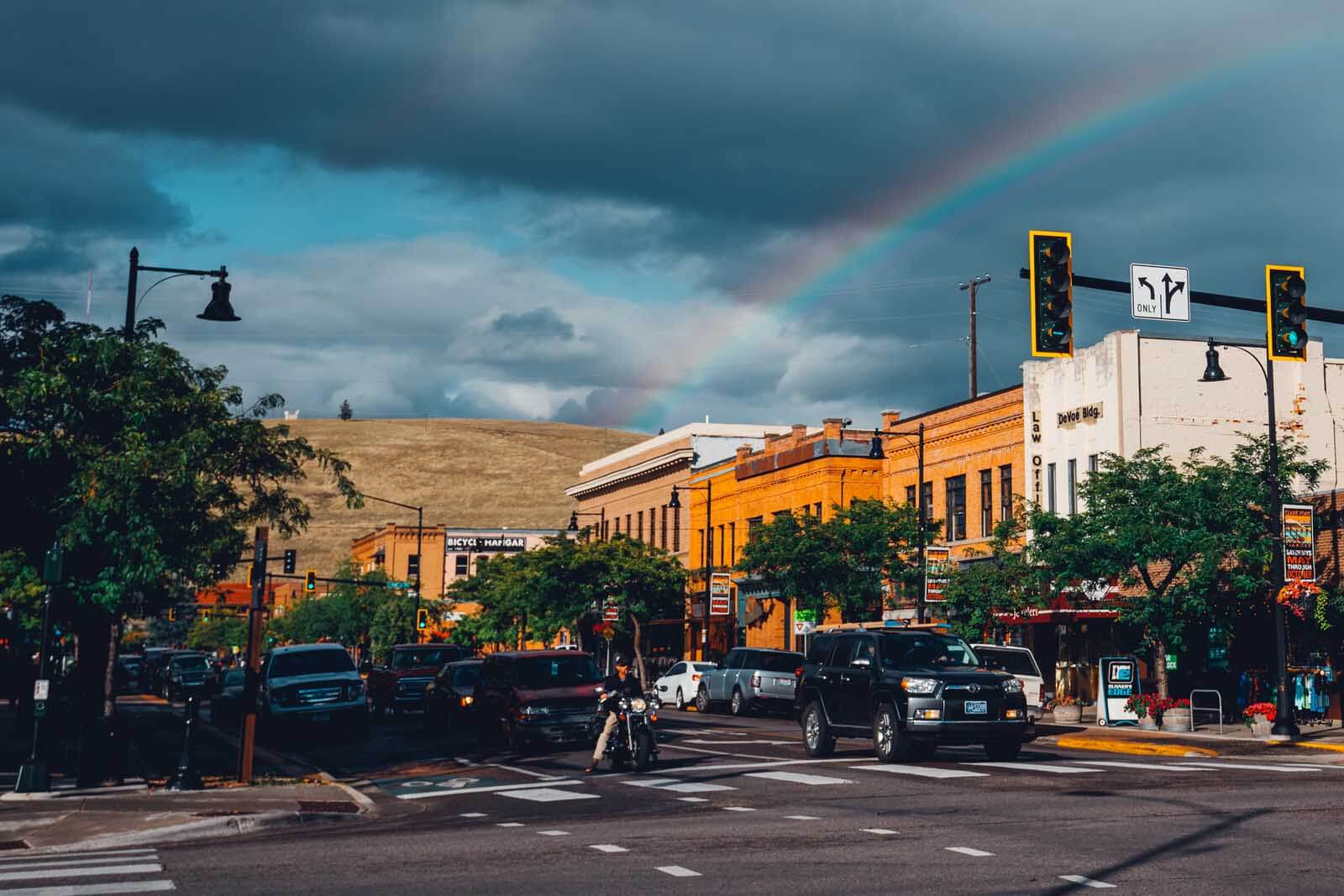 a rainbow in downtown missoula montana