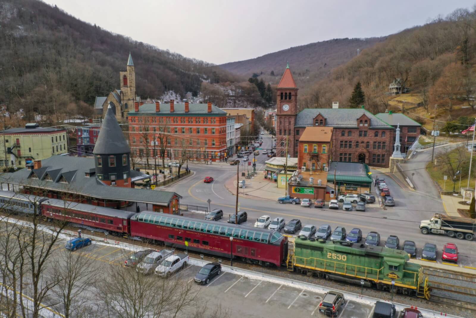 aerial photo of downtown Jim Thorpe PA