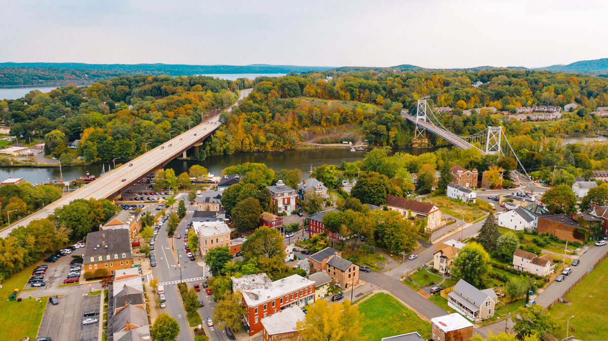 aerial-view-in-Kingston-New-York-in-the-fall