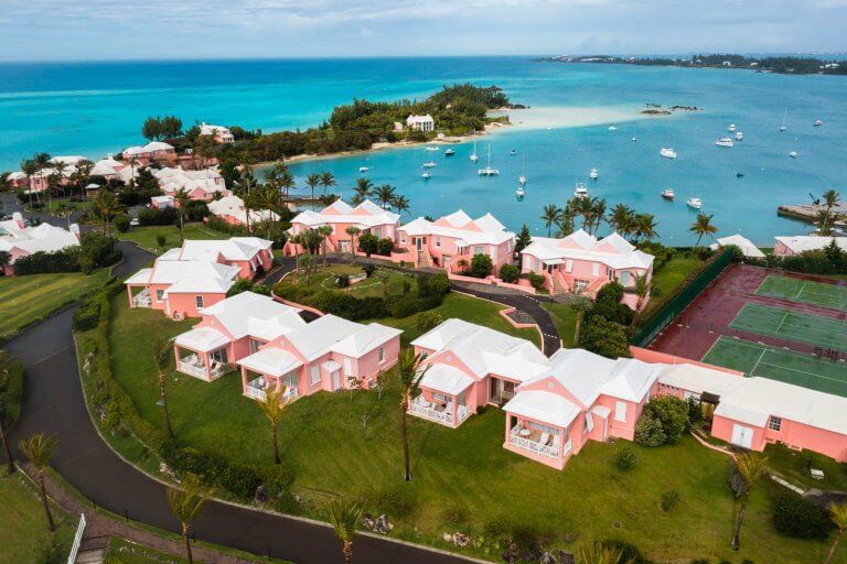 aerial view of Cambridge Beaches and Hotel in Bermuda