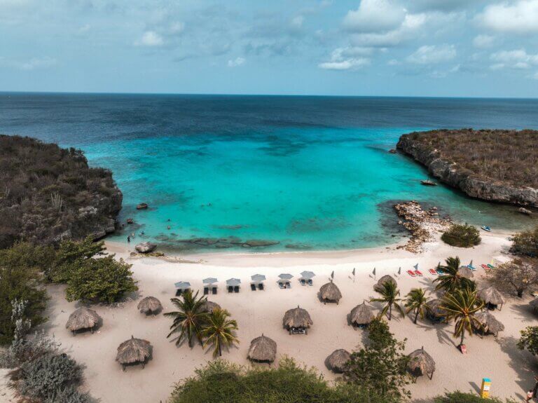 aerial view of Daaibooi Beach in Curacao