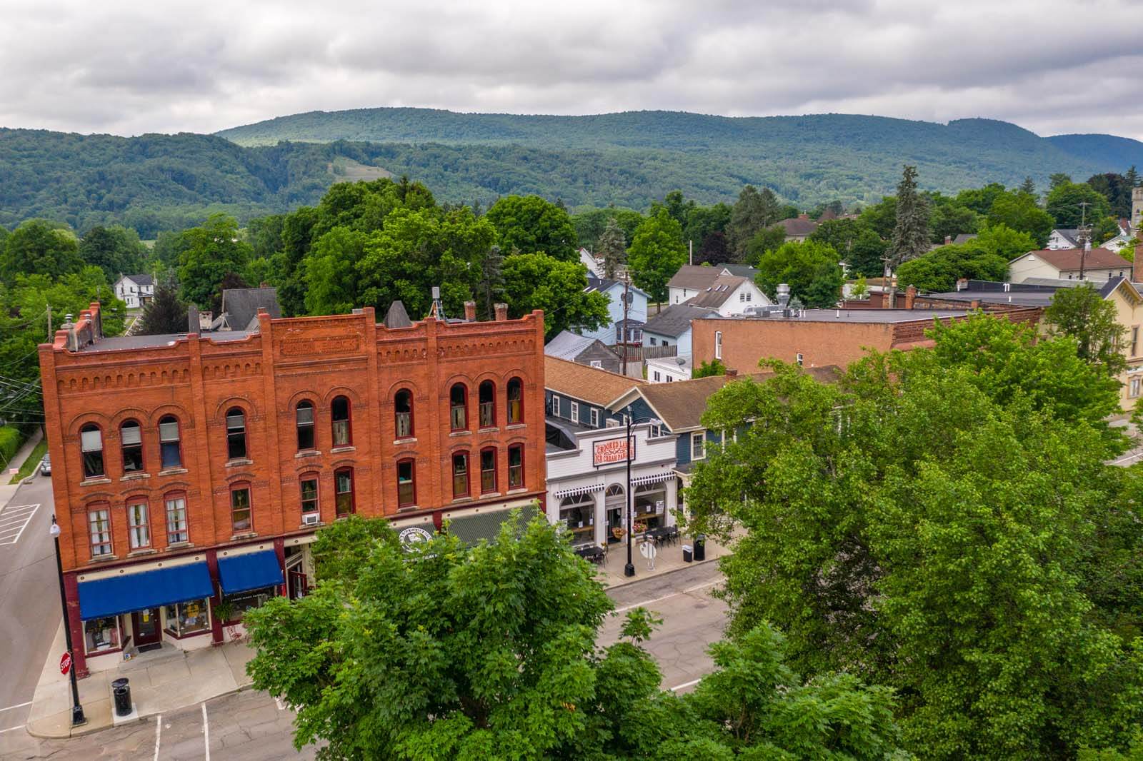 aerial view of Hammondsport in the Finger Lakes