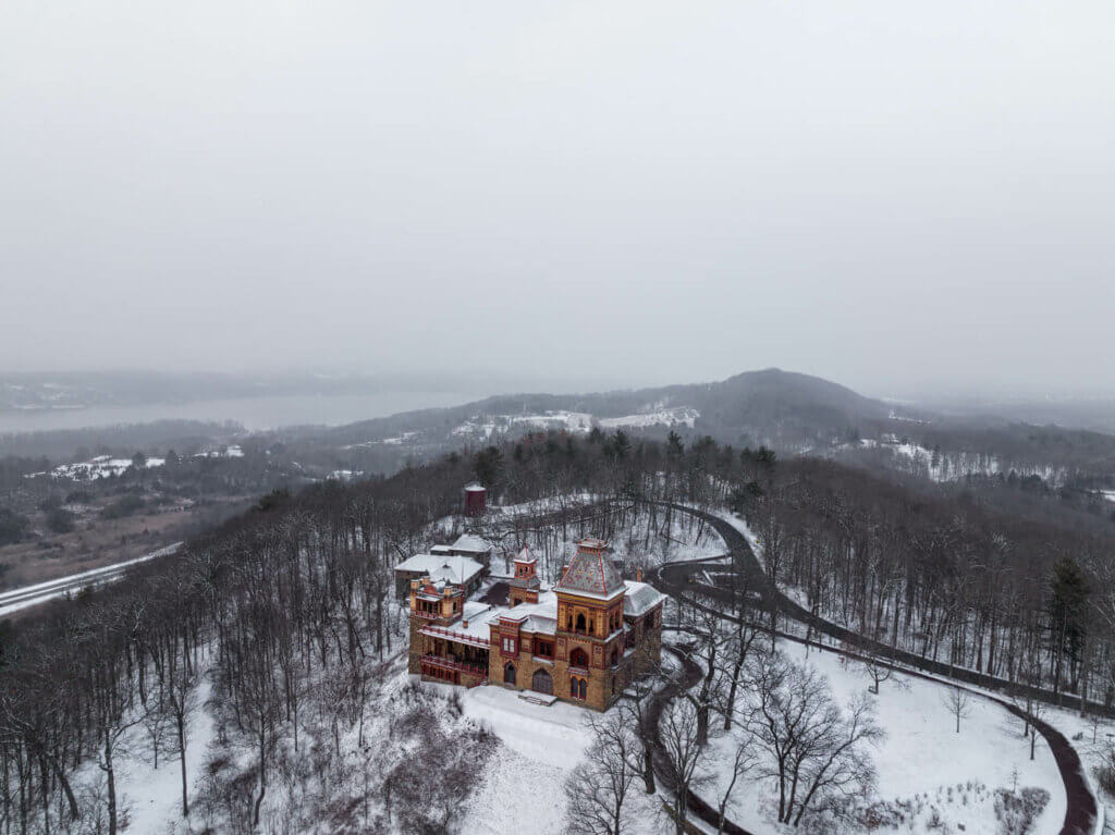 aerial view of Olana State Historic Site near Hudson New York the estate of Frederic Edwin Church