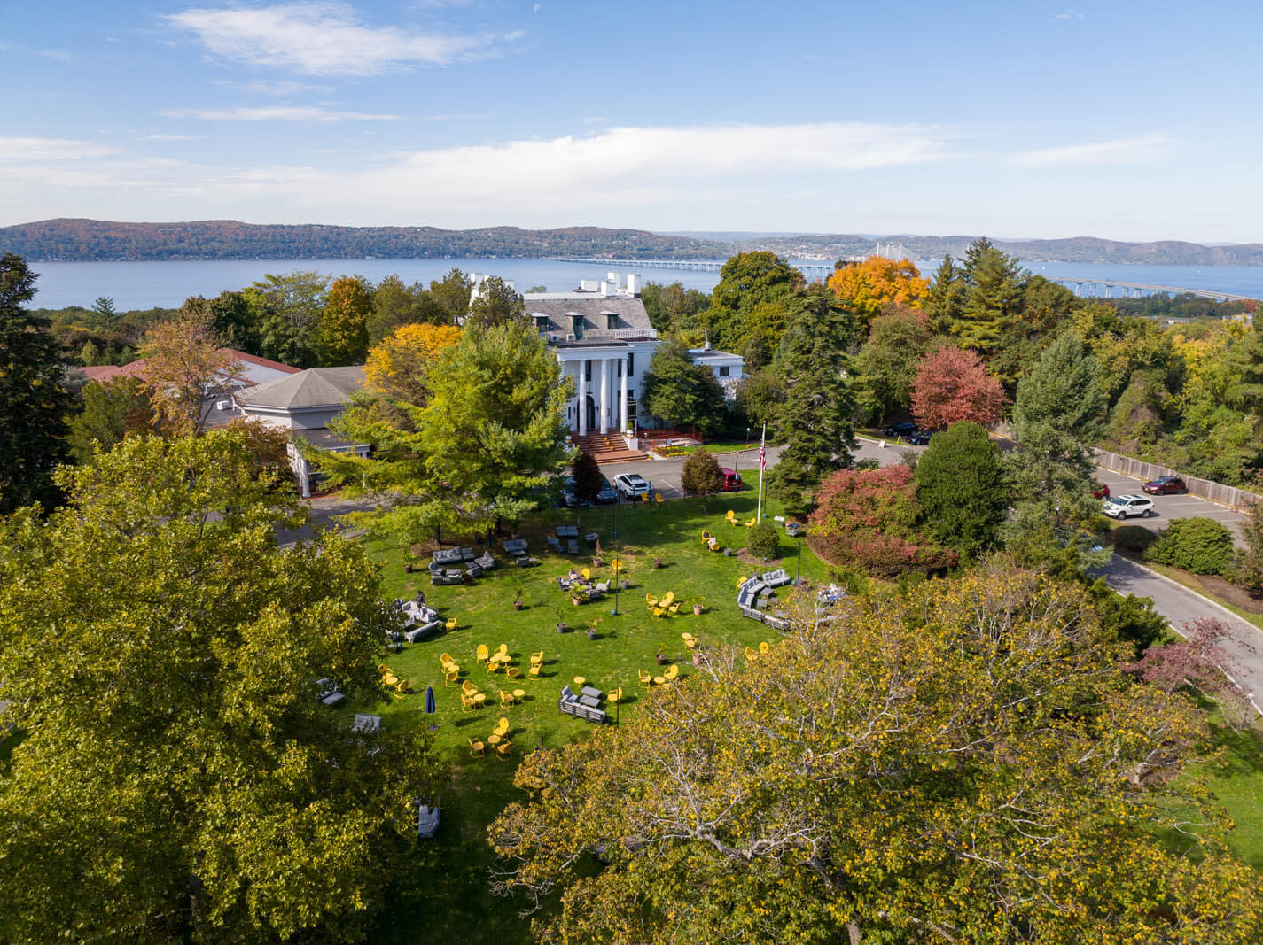 aerial view of Tarrytown House Estate in Tarrytown New York in the Hudson Valley