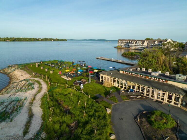 aerial view of Tidewater Grille and Susquehanna River in Havre de Grace Maryland