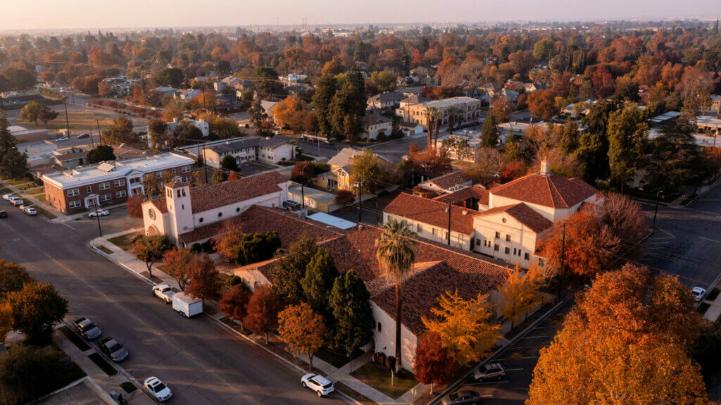 aerial-view-of-downtown-Bakersfield-California-in-the-fall