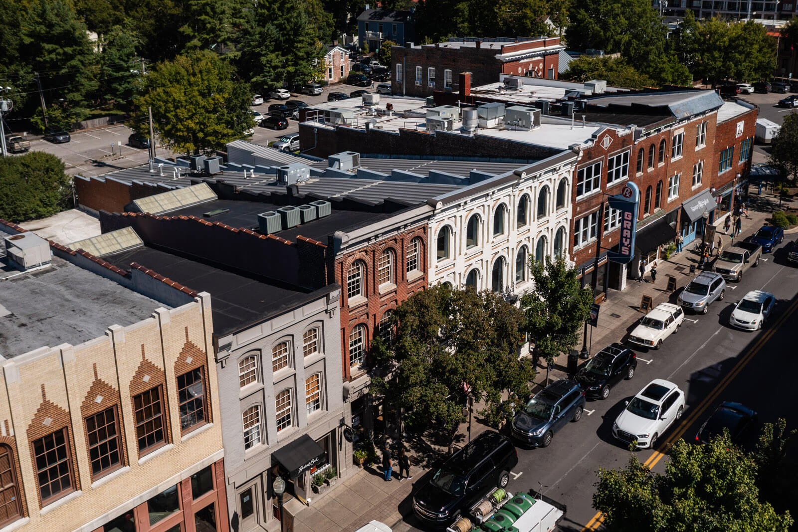 aerial view of downtown franklin tennessee