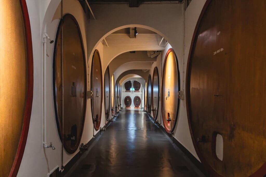 barrels in the cellar of Henkell Freixnet in Wiesbaden