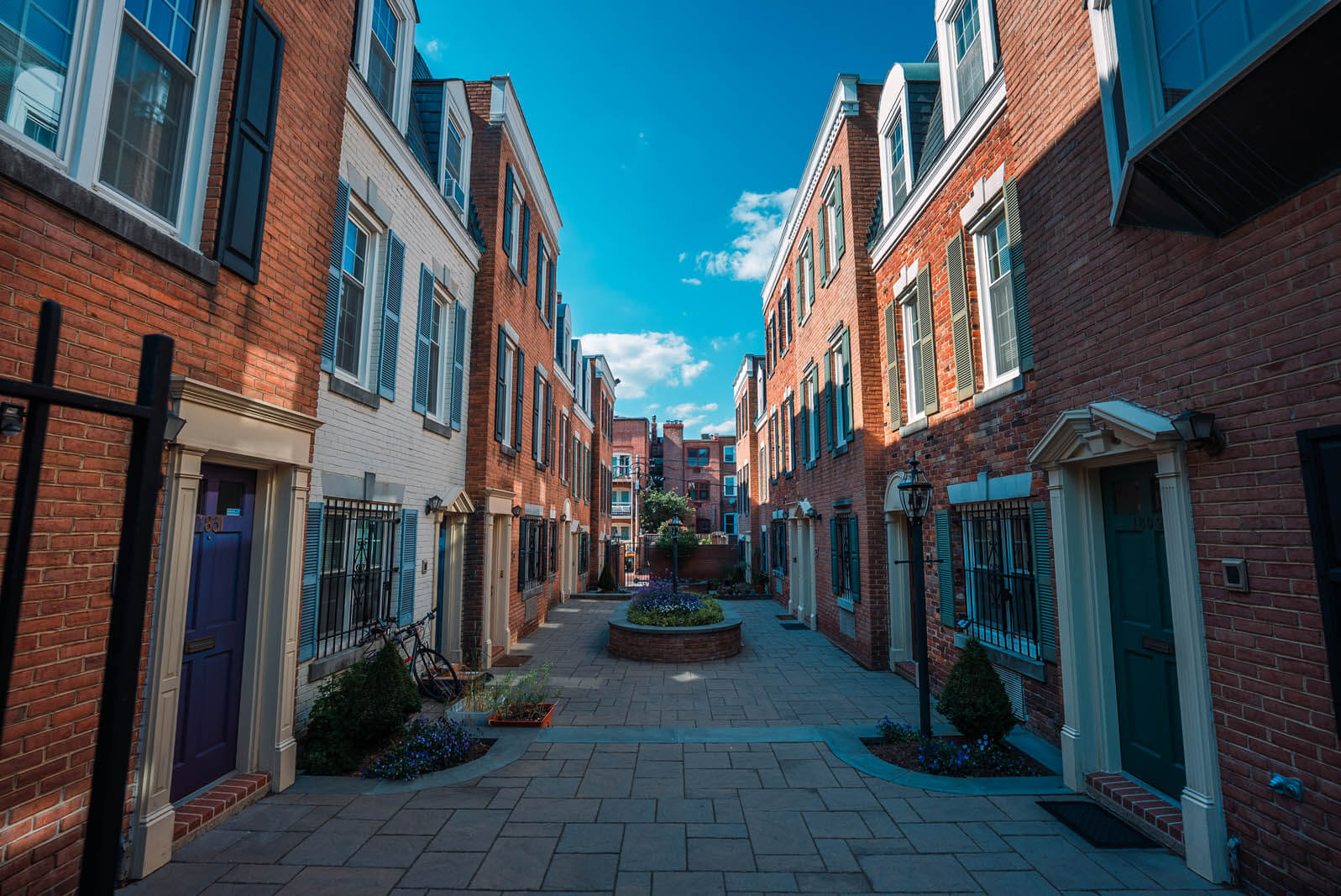 beautiful alley of homes in Adams Morgan neighborhood of Washington DC