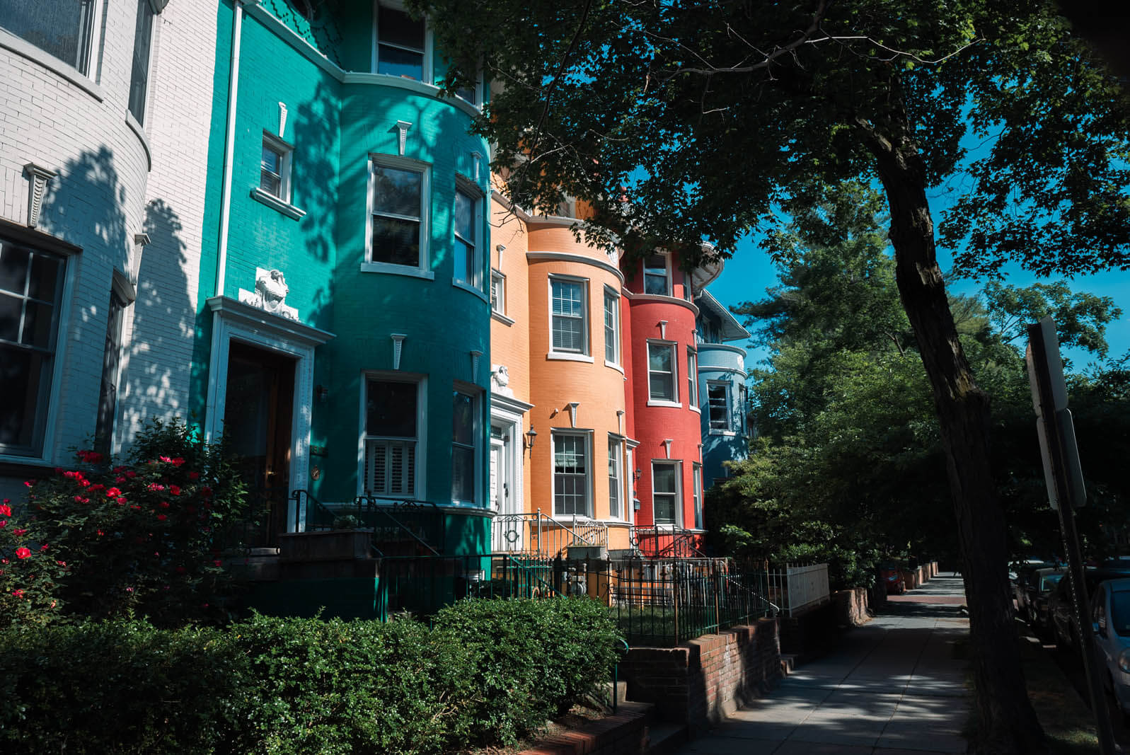 beautiful colorful homes of Adams Morgan neighborhood in Washington DC