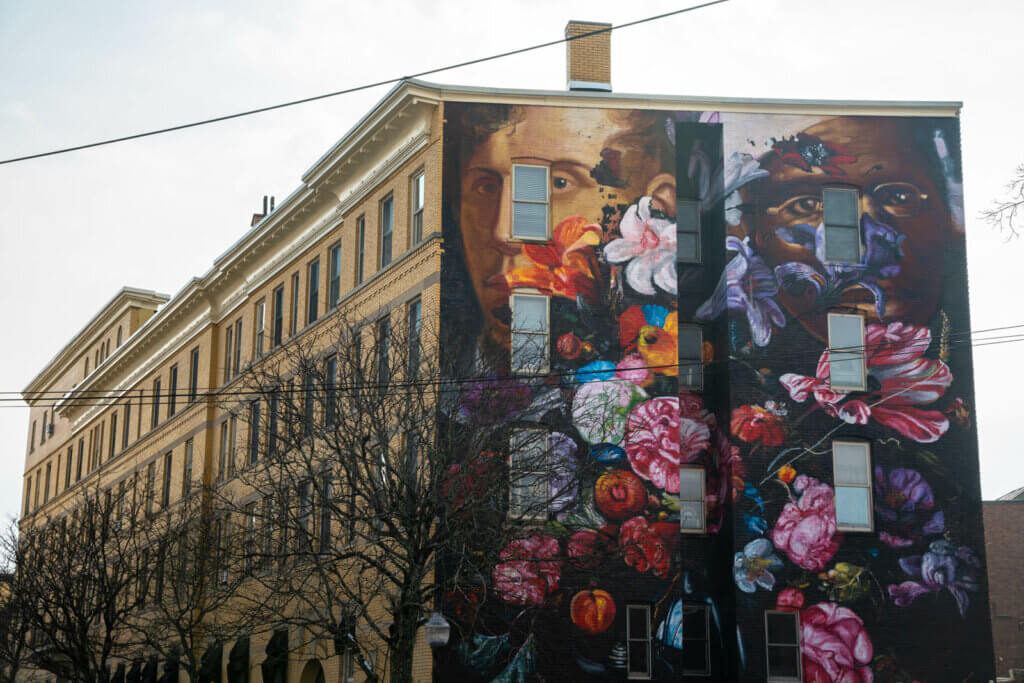 big beautiful mural in Kingston New York in the Hudson Valley