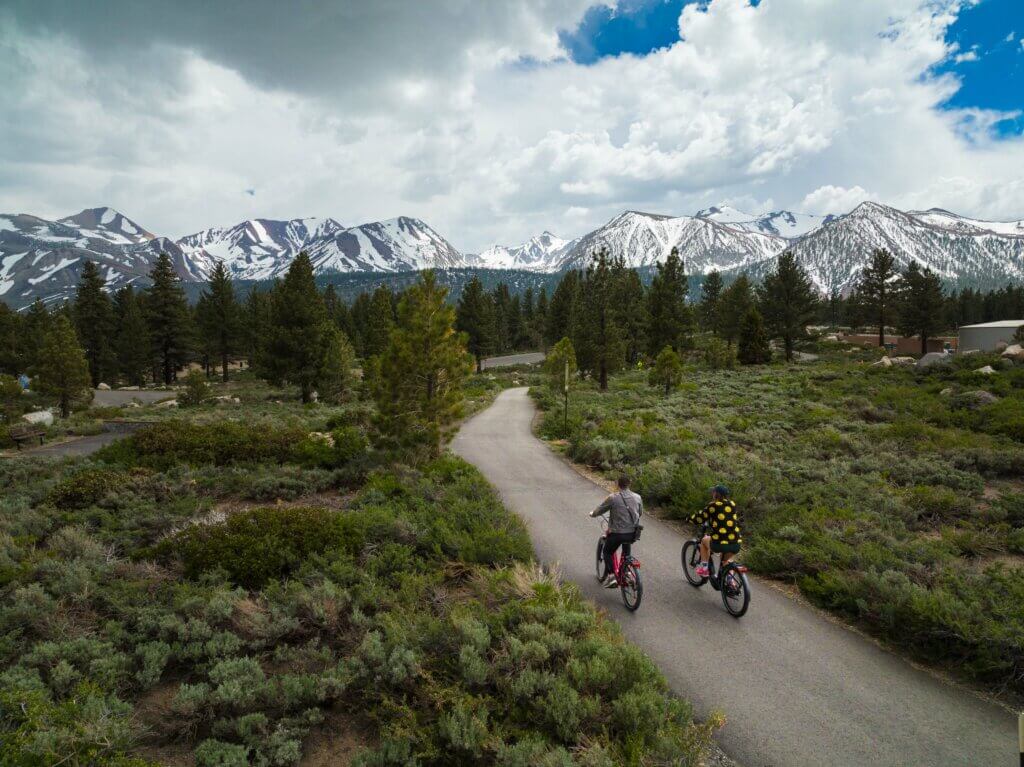 biking along the Town Loop in Mammoth Lakes California