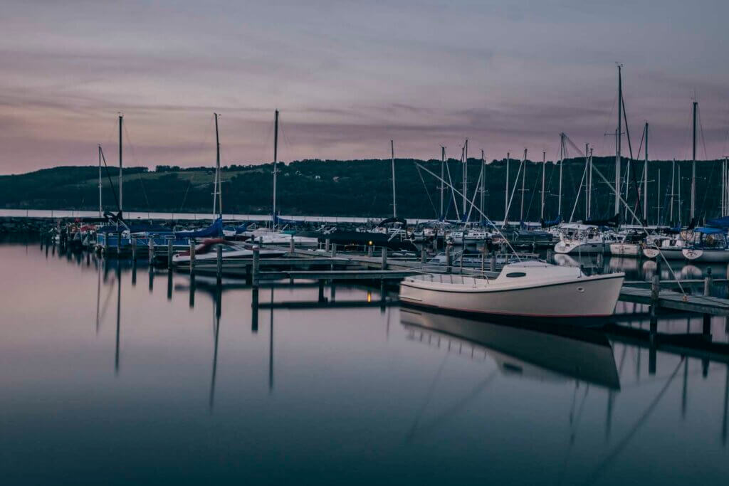 boat marina on Seneca Lake in the Finger Lakes New York