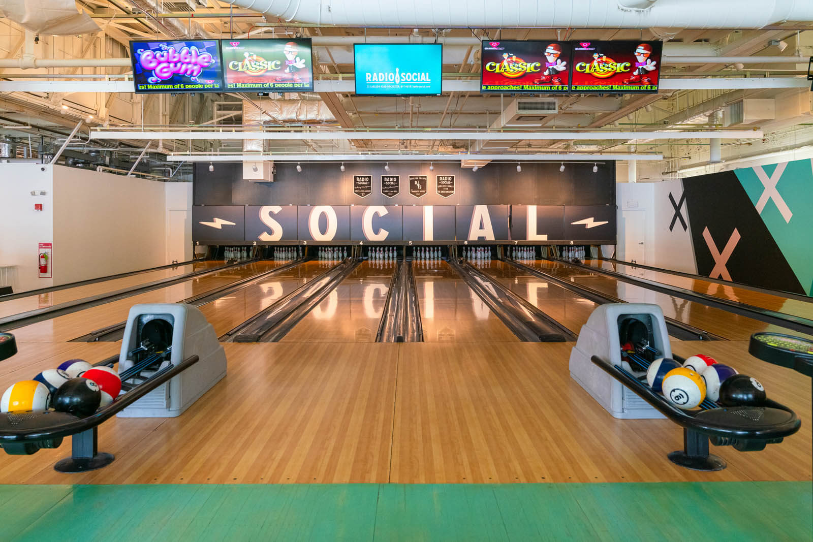 bowling alley at Radio Social in Rochester NY