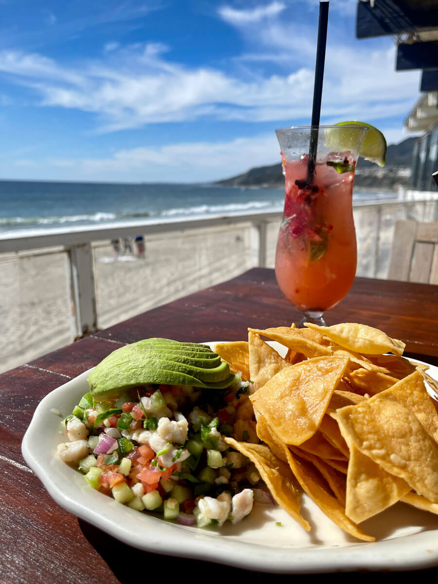 ceviche-and-view-from-Gladstones-waterfront-dining-in-Malibu-California