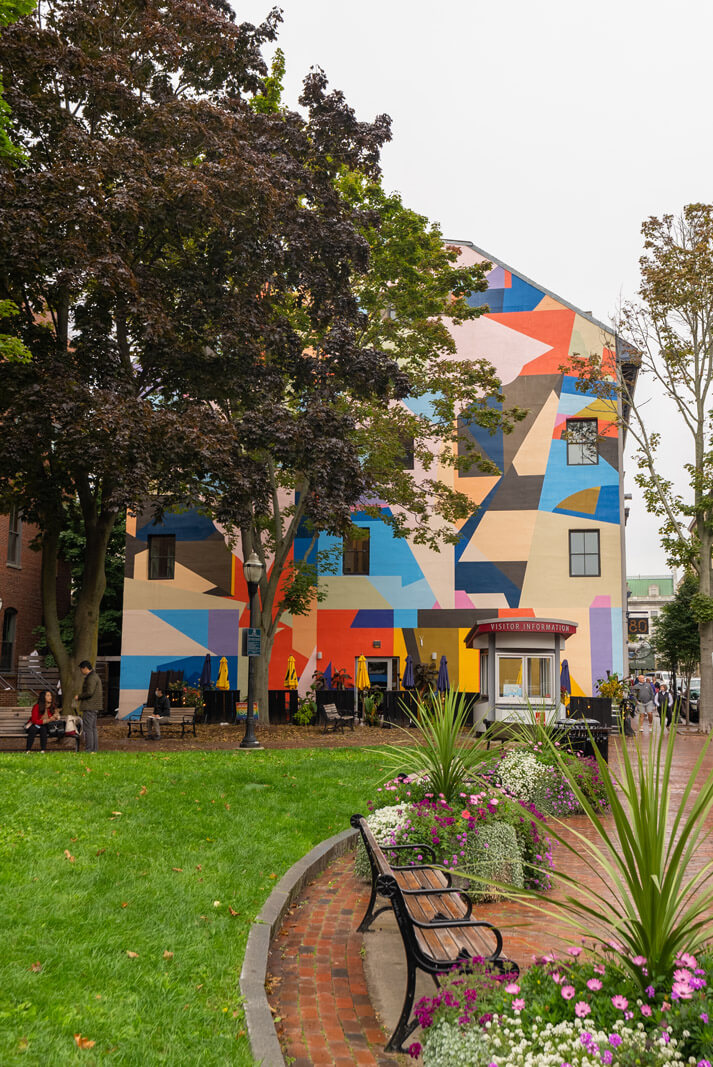 colorful mural on building in downtown portland maine