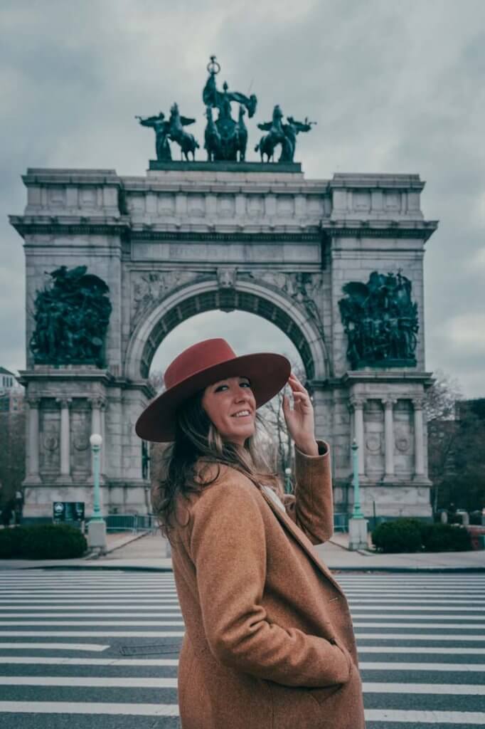 cute hat at Grand Army Plaza in Brooklyn NY