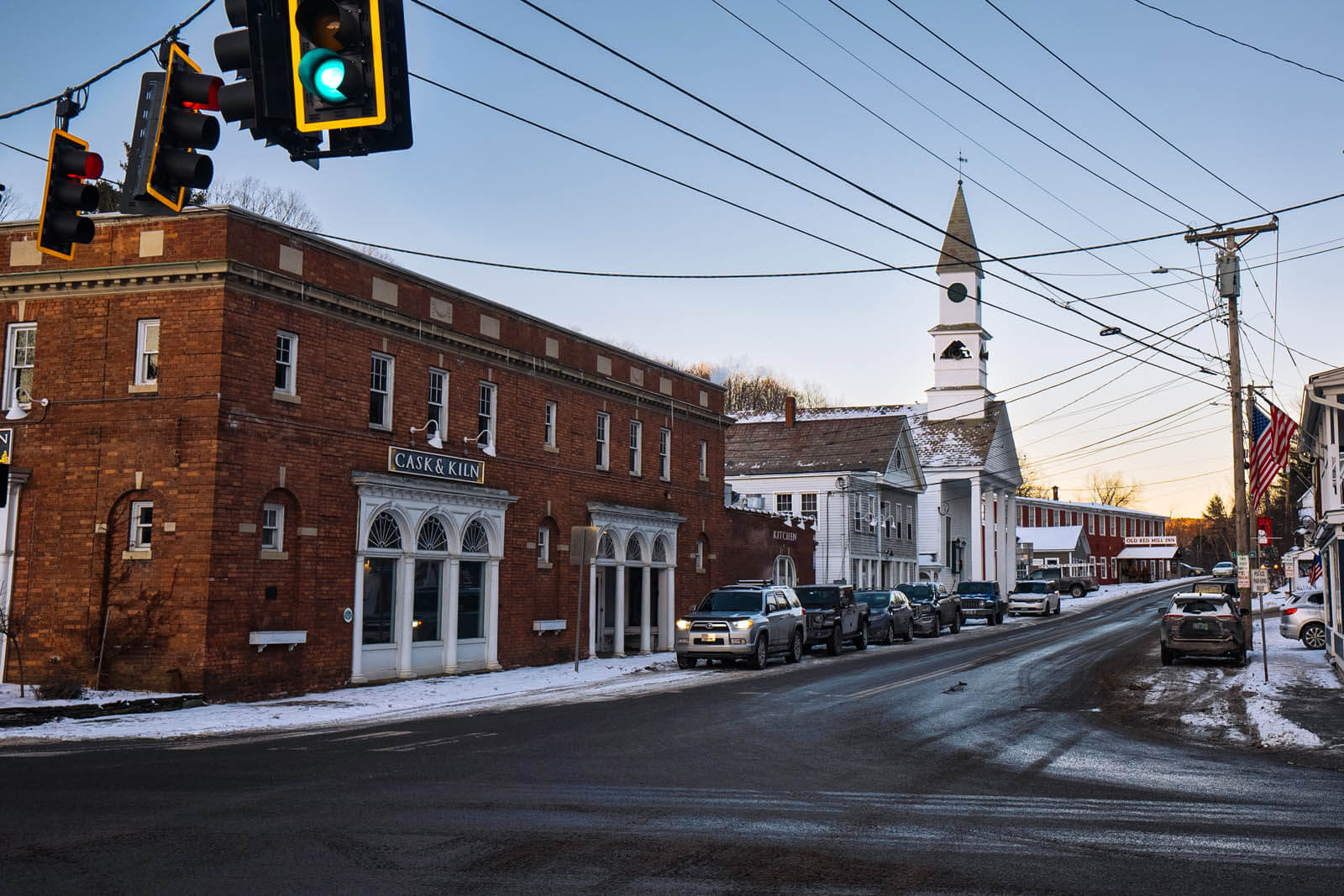 downtown Wilmington Vermont in winter