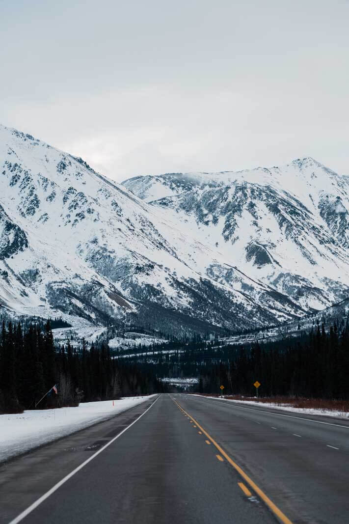 driving in Alaska near Denali National Park