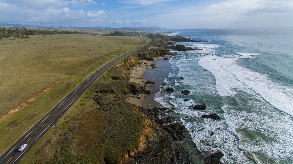 drone view of the Central California coast near San Luis Obispo California
