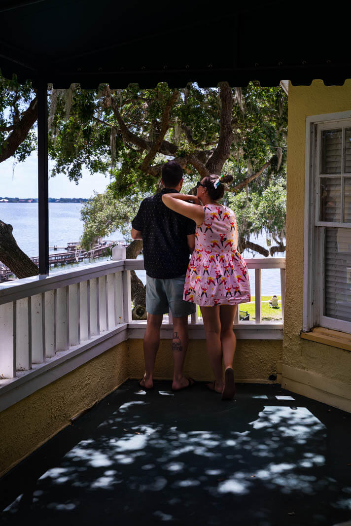 enjoying our balcony at Lakeside Inn Mount Dora Florida