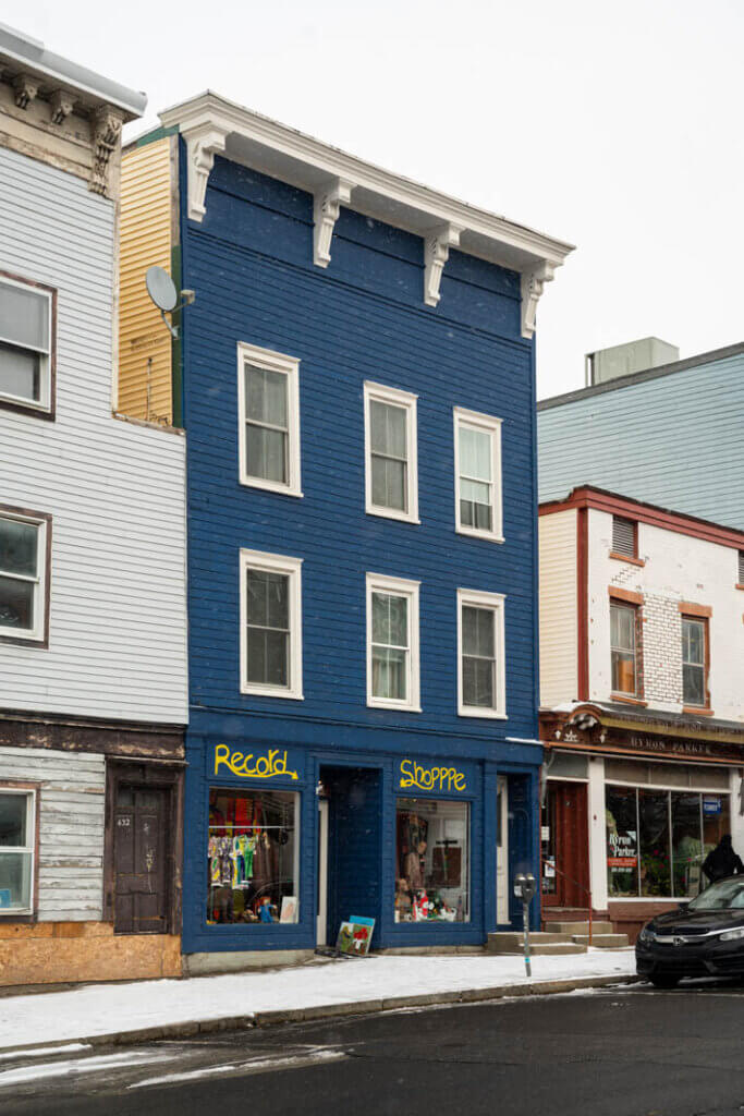 exterior of John Doe Records on Warren Street in Hudson New York