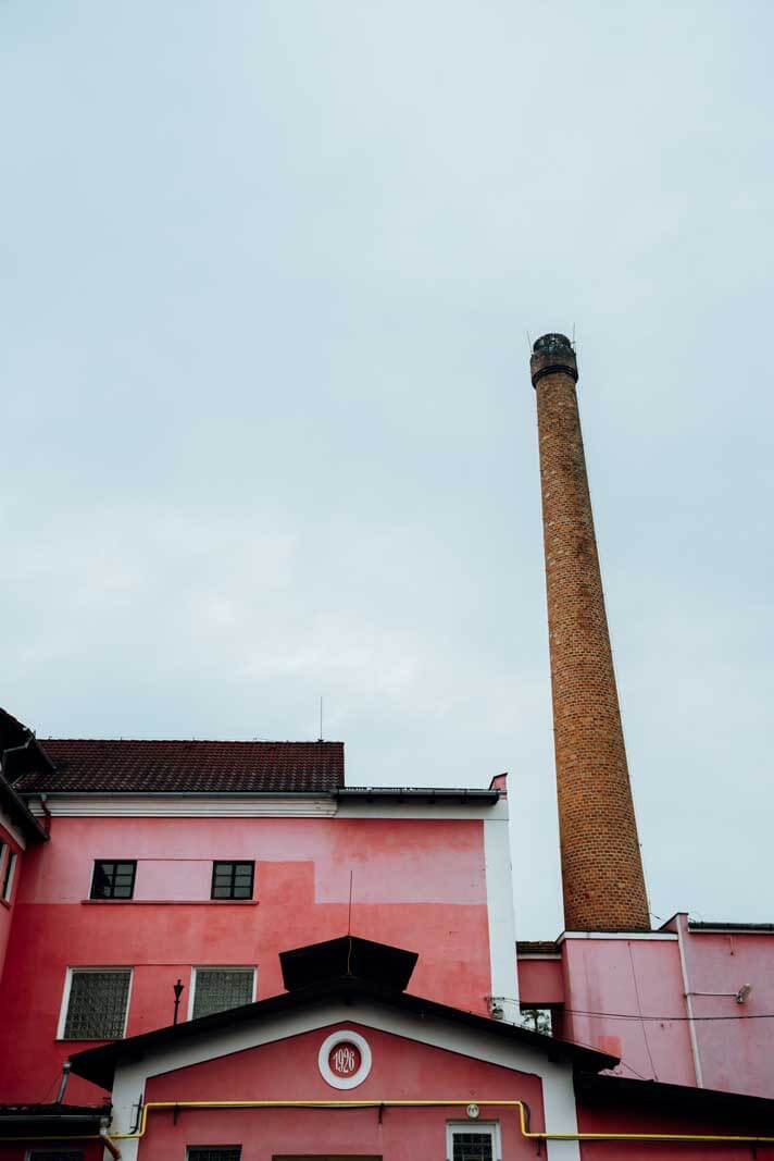 outside of Liqui B distillery and brewery in Blatna