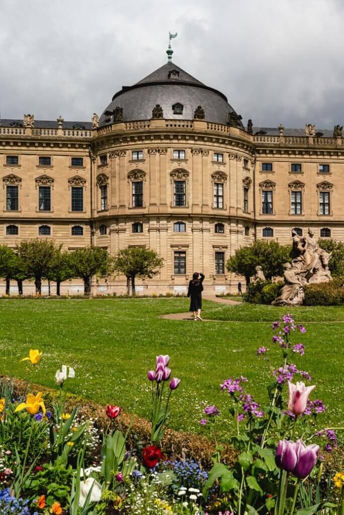 exterior of Wurzburg Residence from the gardens in spring in Germany