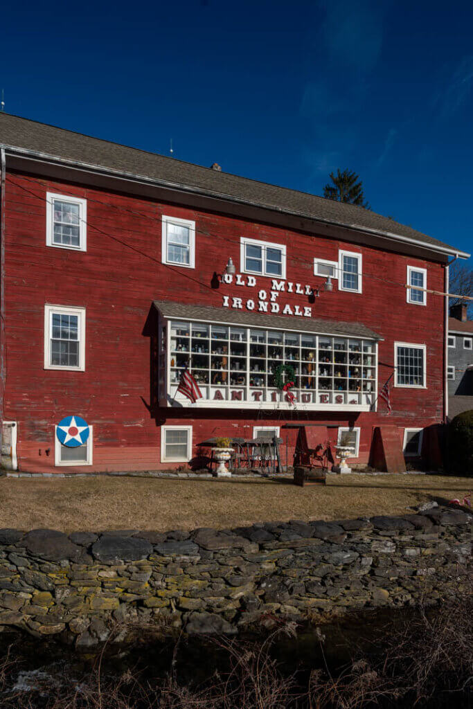 exterior of the antique store Old Mill of Irondale near millerton new york