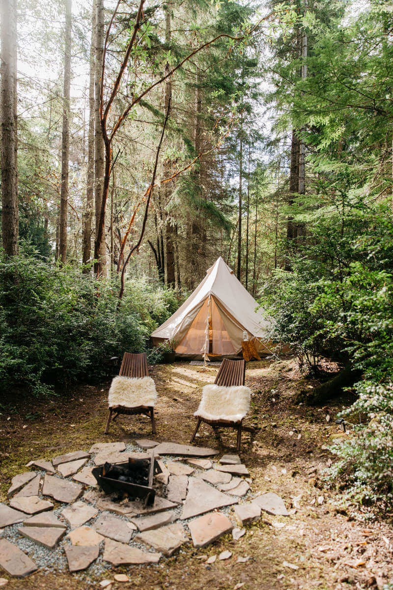 feather-and-fern-feather-fern-glamping-canvas-tent-at Whidbey Island in Washington