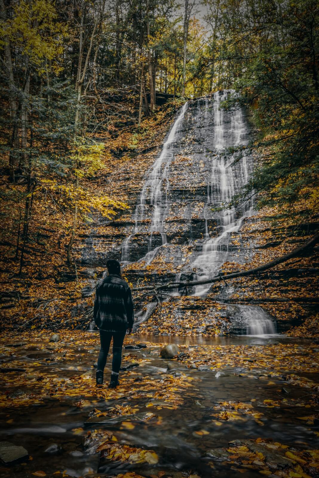 first waterfall at grimes glen in naples new york in the fall