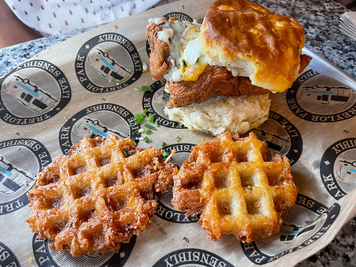 fried-chicken-biscuit-at-Treylor-Park-in-Savannah-Georgia