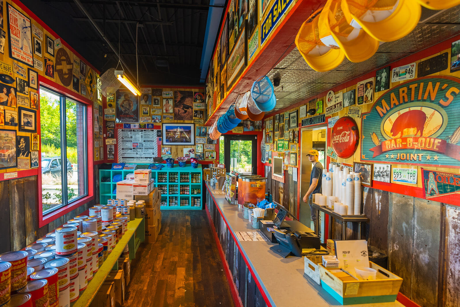 fun and colorful interior of the Original Martin's BBQ Joint in nolensville tennessee