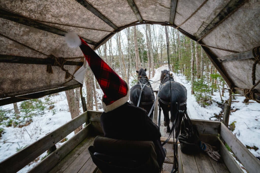 horse and carriage ride at the Ross Farm Museum at Christmas in Nova Scotia