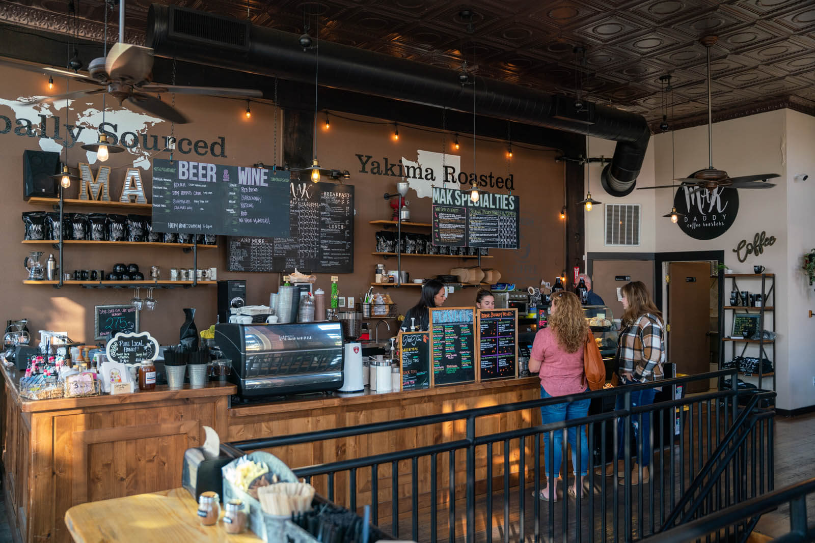 inside Mak Daddy Coffee Roasters in Downtown Yakima in Yakima Valley Washington