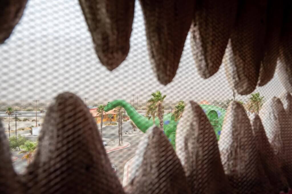 inside the mouth of the trex at Cabazon Dinosaurs the Worlds Biggest Dinosaurs near Palm Springs