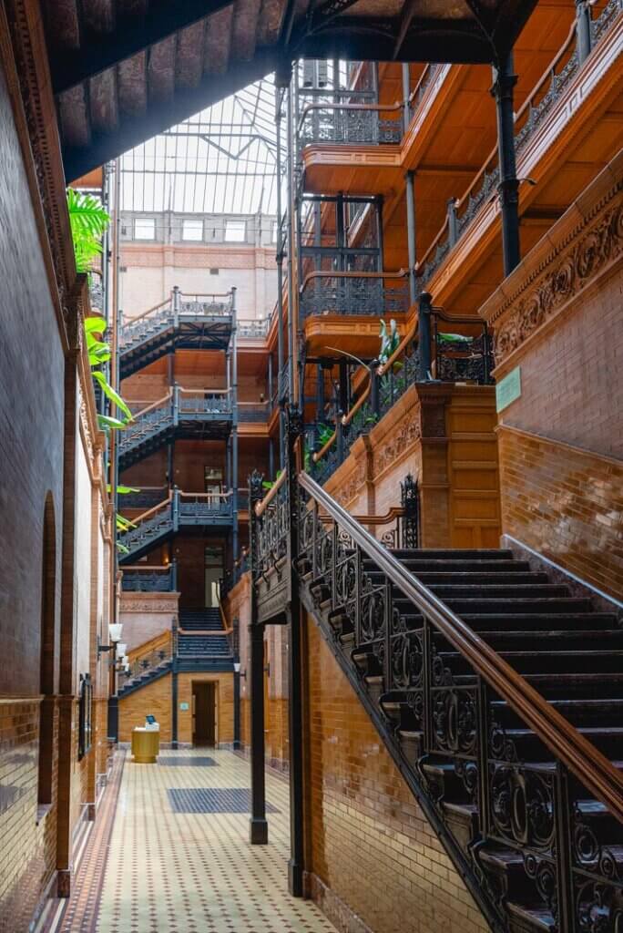interior of the Bradbury Building in Downtown Los Angeles