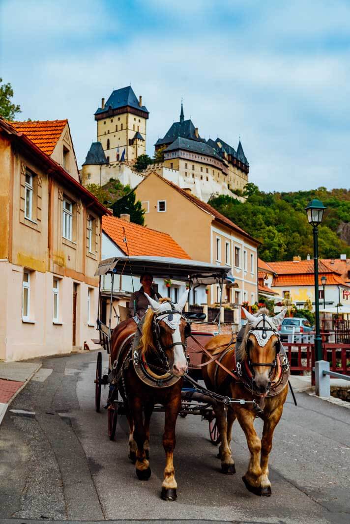 Horse drawn carriage at Karlstejn Castle