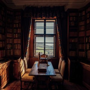 library in Cesky Sternberk castle in centreal bohemia czech republic