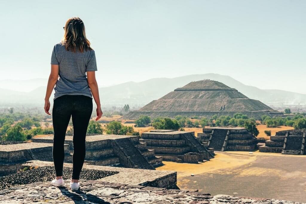 Looking at Pyramid of the Sun Teotihuacan Mexico City