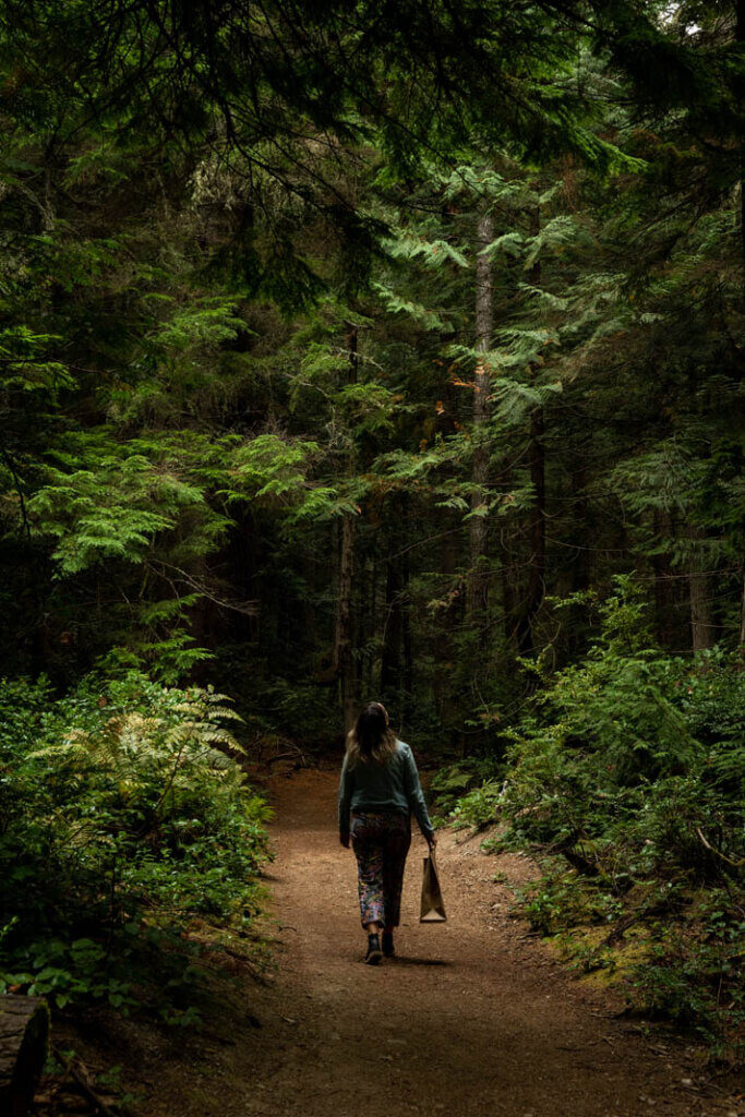 mushroom foraging and hiking at Trustland Trails on Whidbey Island in Washington