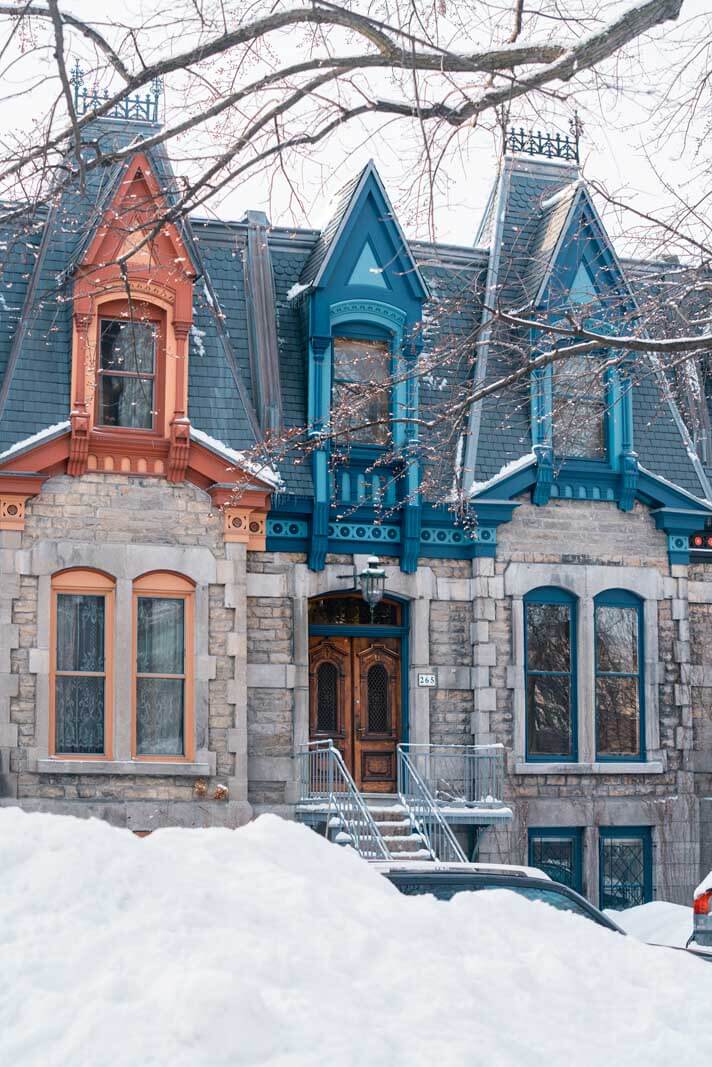 pretty houses in Saint Louis Square in Montreal