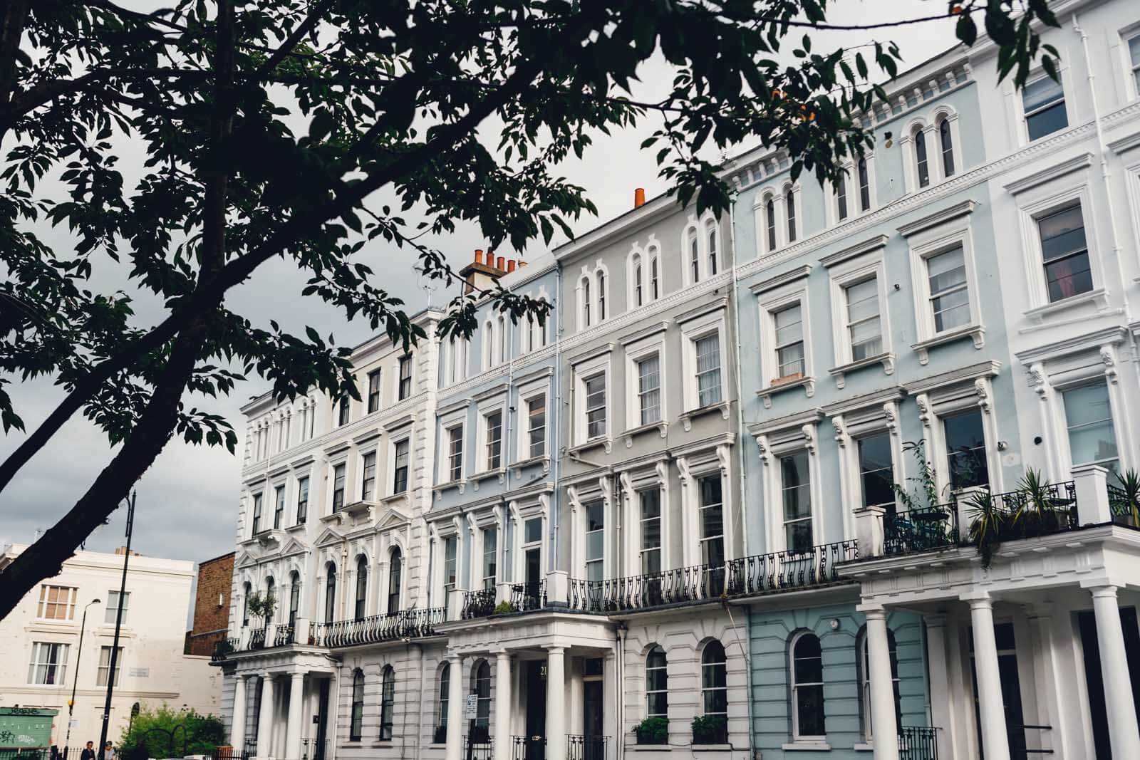 pretty row of homes in Notting Hill London