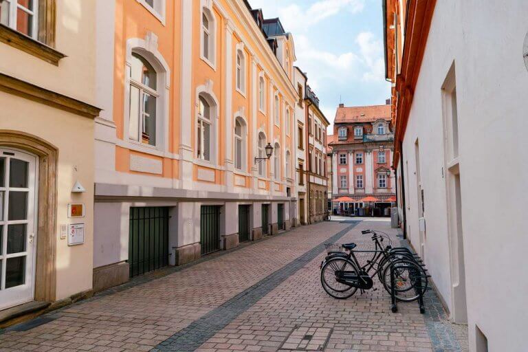 pretty street scene in Bayreuth Germany