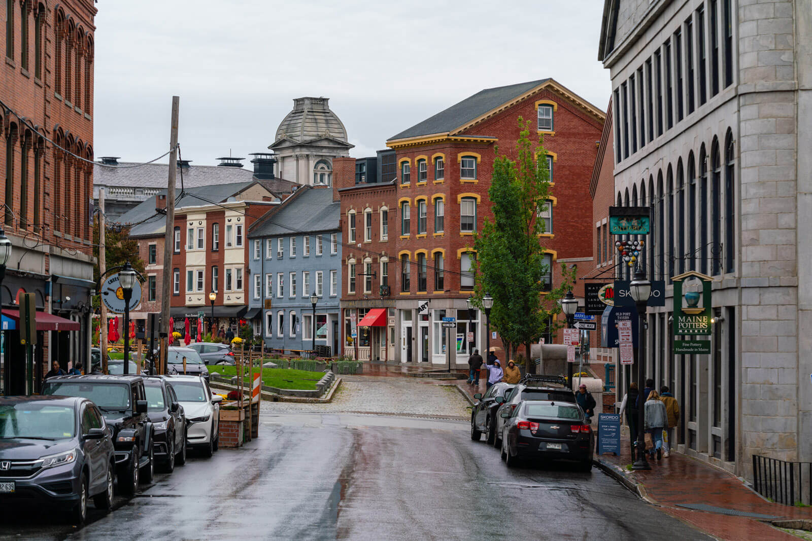 pretty street in Old Port Portland Maine